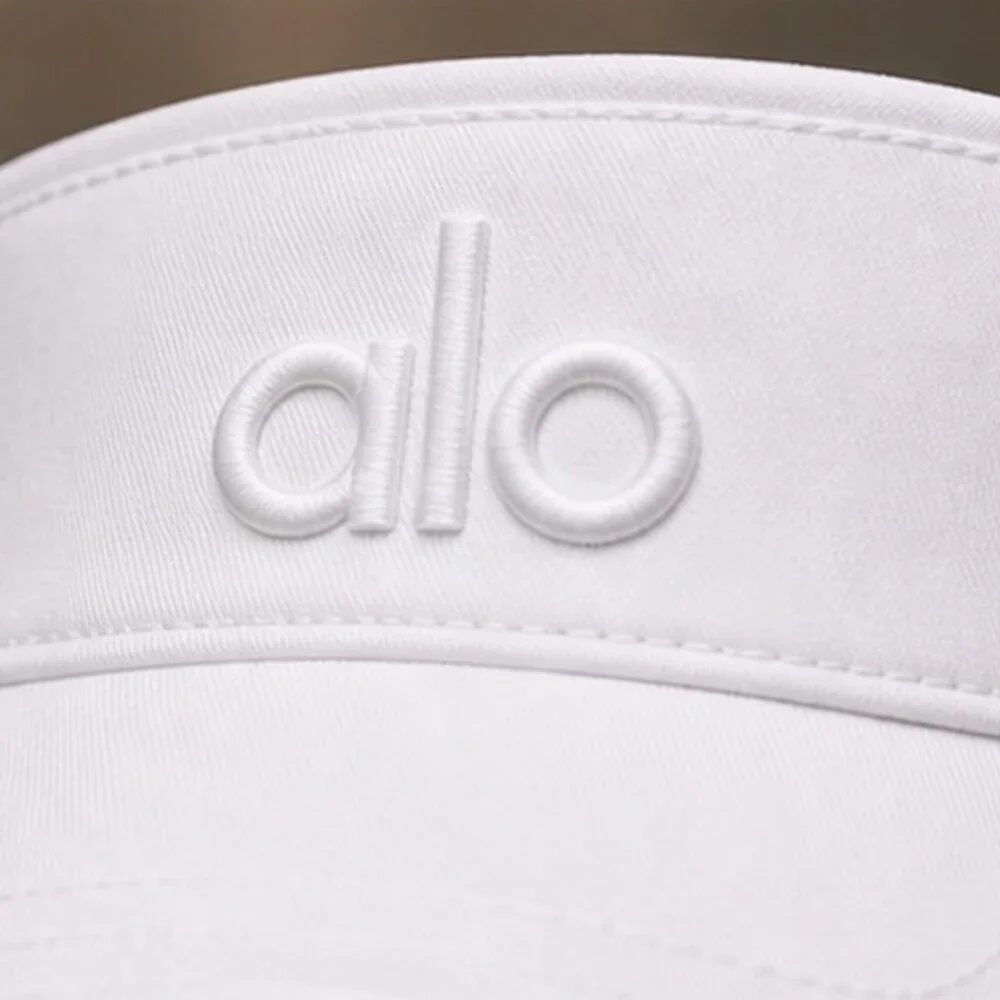ALO Yoga White Gym Open Top Visor Hat Logo